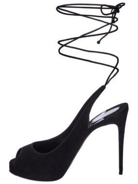 Christian Louboutin LACE UP NVP 120 Suede Platform Heels Sandals Shoes